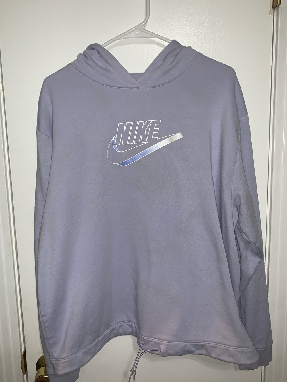 Nike Lilac Hoodie XL Iridescent Swoosh Bungee Hem Pullover
